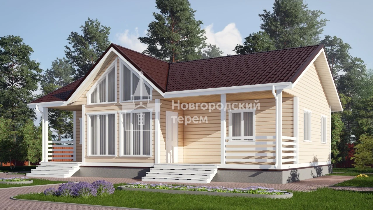 Одноэтажный каркасный дом с террасой под ключ — изображение 4