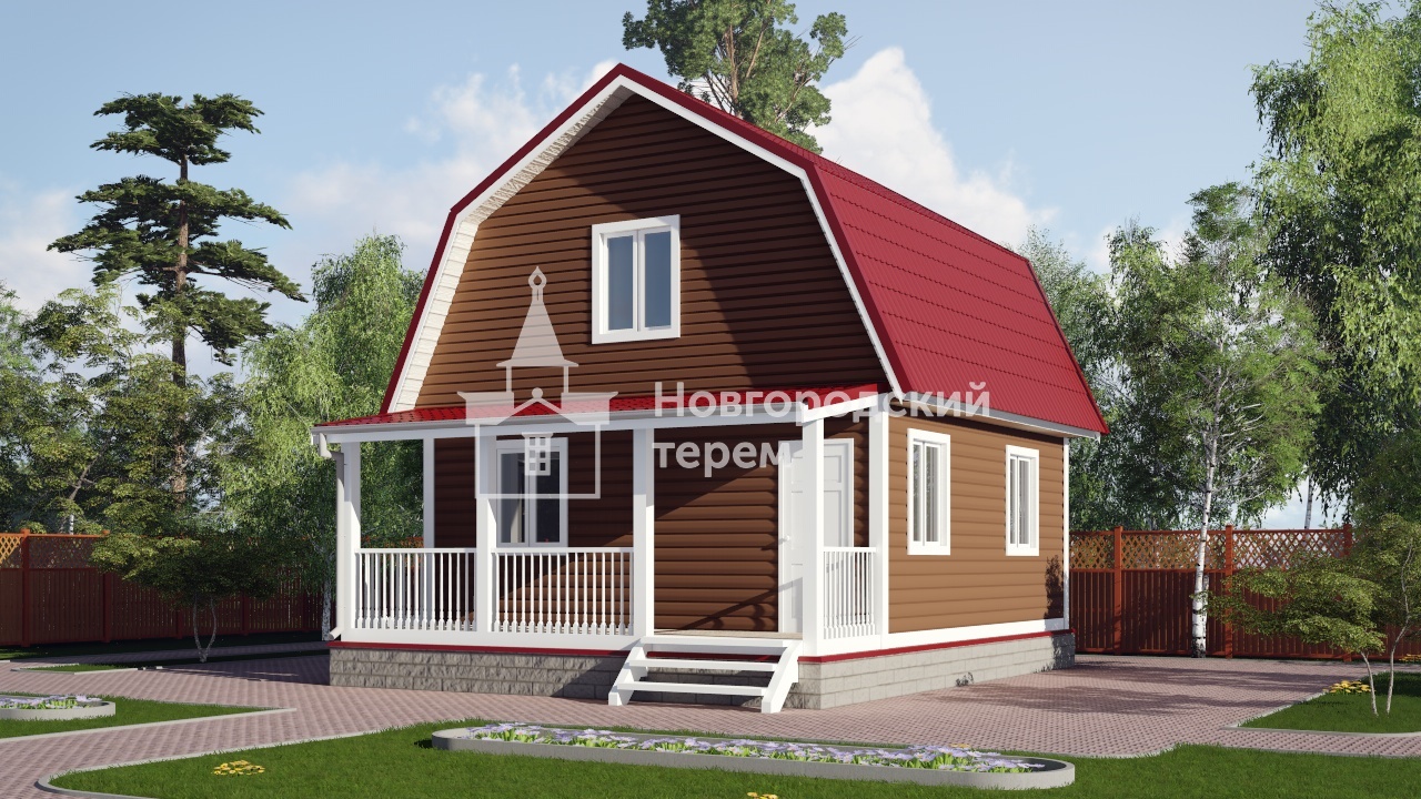 Каркасный дом 70 кв.м с мансардой, проект Д10
