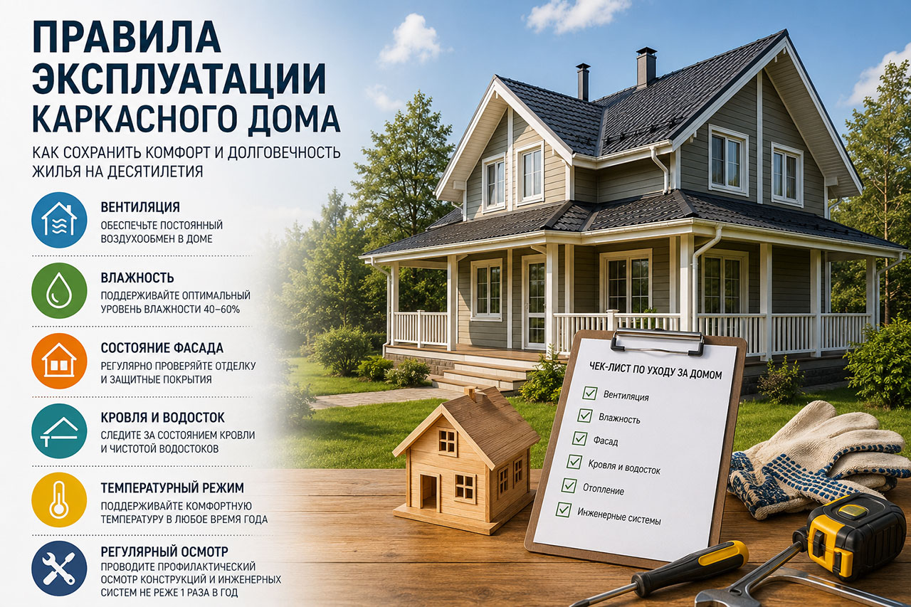Правила эксплуатации каркасного дома